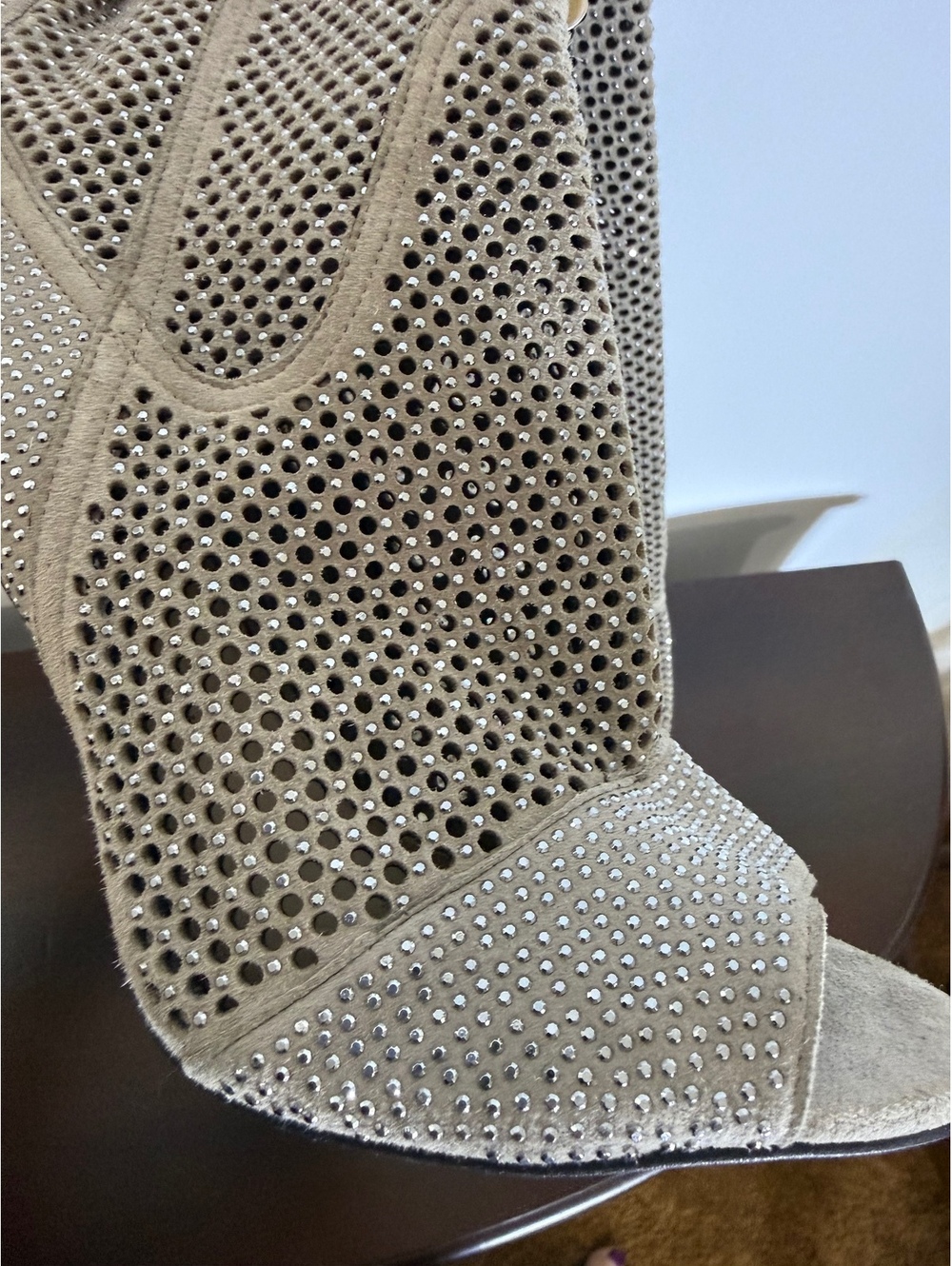 Vince Camuto Kamorina Rhinestone Over-the-Knee Peep Toe Boots Size 8.5 - Picture 5 of 9